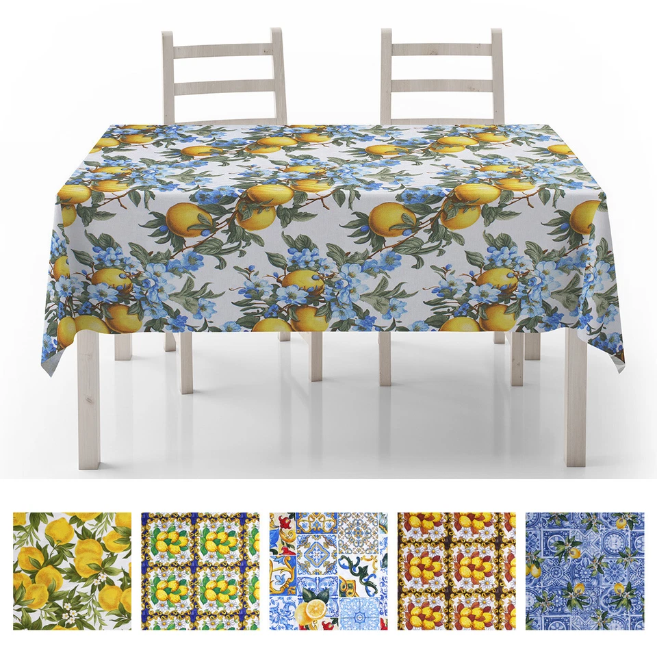 Tischdecke Baumwolle Mit Zitronenmuster Floral, Fleckenabdeckung Wohnaccessoires - Bild 1 von 1