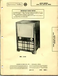 1951 Arvin 5210/5211/5212 (cap. TE313) Cartella Fotofatto Manuale di servizio Televisore - Foto 1 di 3