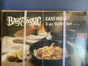 Bayou Classic 3-Piece Cast Iron Skillet Set 6" 8" 10" w/Pour Spouts-Pre-Seasoned - Picture 1 of 3
