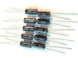 10 piezas 10uF 25V 105C condensador electrolítico radial 5 * 11mm - EE.UU. Vendedor A2 - Imagen 1 de 3