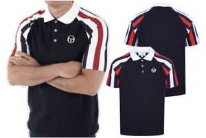Sergio Tacchini Men's Blow Polo Shirt White/Navy/Red Cotton Collared Top S-4XL