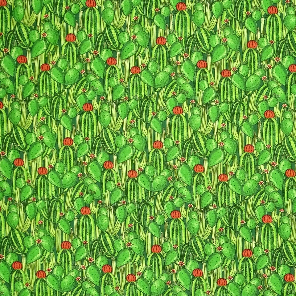 Blank Fabric | Red Rock Reflections Green Packed Cactus | By the Yard - Image 1 of 1
