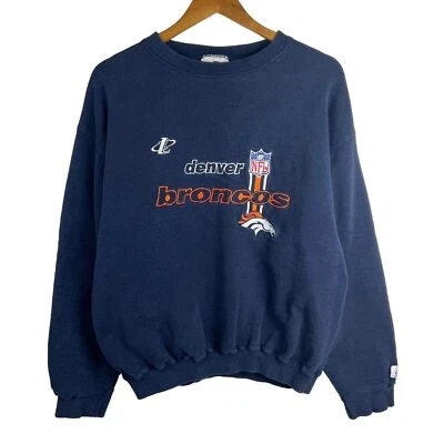 Suéter de Fútbol Americano Atlético Denver Broncos NFL Logo Años 90 De Colección Cuello Redondo Talla Mediana EE. UU. Foto 1 de 3