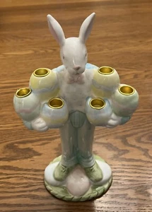 Easter Rabbit Six Candle Holder 10" Bunny Centerpiece - Picture 1 of 7