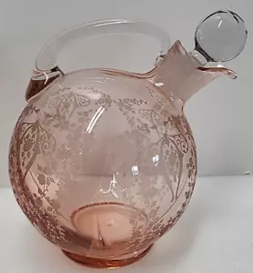 SELTENE Cambridge Glaskugel Cordial Dekanter & Stopfen Diane rosa Blumen geätzt - Bild 1 von 14