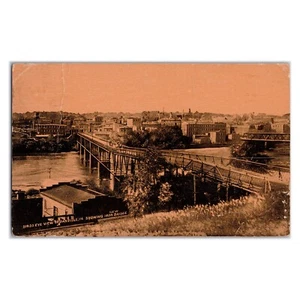 Danville Virginia Iron Bridge - Vintage 1911 Postkarte - Dan River 1900er Skyline - Bild 1 von 2