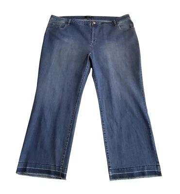 Susan Graver QVC Jeans Plus Size 26W Stretch Blue Denim Bootcut Released Hem NWT - Image 1 of 4