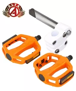 ALTA Original Bike 4-Bolt 22.2mm BMX Stem White & Alloy Pedals 9/16" in Orange - Picture 1 of 1