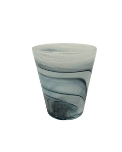 Set 6 Bicchieri Acqua Vetro di Murano 23 cl Artigianale Decorati Bianco Nero - Foto 1 di 4