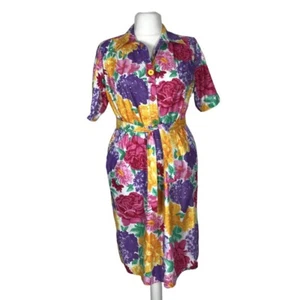 Abito estivo da mare vestito camicione vintage XL 50 in cotone con cinta LOUISE - Foto 1 di 15