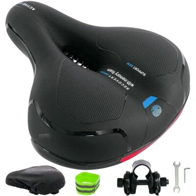 Fahrradsattel Ergonomischer Sitz Blau Gel Memory-Schaum Rückstrahler Federung - Bild 1 von 4