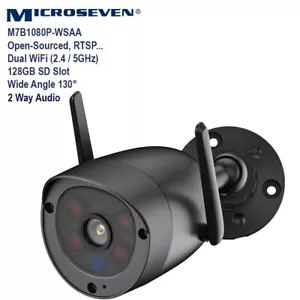 Microseven 2MP Dual Band 2 WiFi (2.4/5GHz) IP Camera 2 Way Audio 128GB SD Slot - Picture 1 of 10