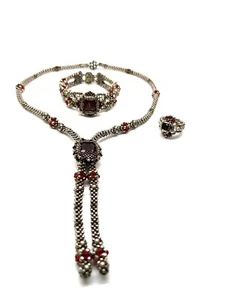 Swarovski Crystal Fancy Stone 19” Necklace 7” Bracelet Jewelry Set. - Picture 1 of 16