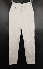 VTG Levi's Women's 501 White Denim Button Fly Straight Jeans sz 25x31
