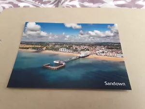 POSTCARD SANDOWN ISLE OF WIGHT PIER, PREMIER INN HOTEL, BEACH HUTS, SEA & SAND - Picture 1 of 1