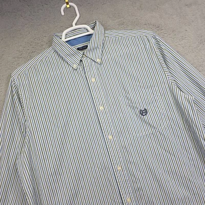 Chaps Shirt Mens L Blue Green Long Sleeve Button Up Striped Preppy Business Work - Image 1 of 4