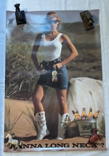 Vtg Wanna Long Neck? Miller Beer Cowgirl 20 x 30" Sexy Poster - free shipping