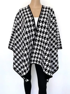 Neu mit Etikett! TYLER BOE XS/S Hahnentritt schwarz weiß Kaschmir Baumwolle Schal Halstuch Poncho - Bild 1 von 10