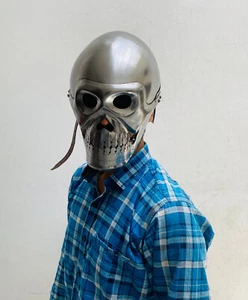 Halloween Medieval Steel Armor Skull Helmet 18 Gauge Steel Skull Head Helmet - Picture 1 of 6