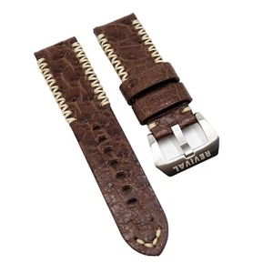 Correa de reloj de cuero de avestruz marrón de 24 mm para Panerai, costura con patrón M - Imagen 1 de 2