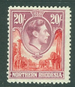 SG 45 Rhodesia del Norte 1938-52. 20/- Rojo carmín y púrpura rosa. Fino... - Imagen 1 de 1