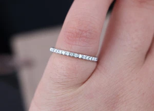 $1,800 David Yurman Eden Partway Platinum 1.8mm Diamond Wedding Band Ring 5.5 - Picture 1 of 9