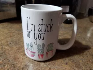 BRAND NEW I'm Stuck On You Cactus Cacti Ceramic Coffee Mug, Never Used, Mint! - Picture 1 of 5
