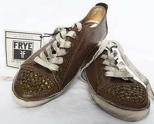  Modische Damen-Sneaker Frye Kira Nieten taupe Leder Größe 6 198 $ - Bild 1 von 6