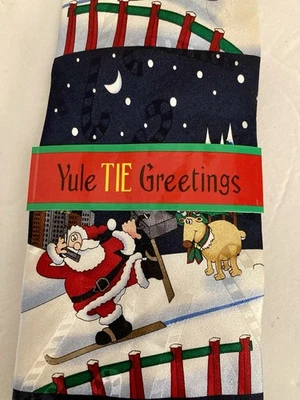 Hallmark Yule Tie Neck Tie Christmas Santa Claus Sleigh Reindeer Kohl’s NEW - Image 1 of 4