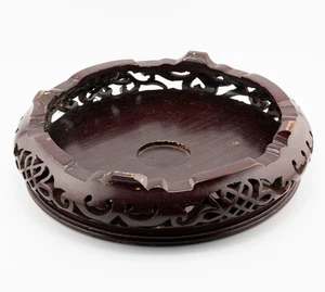 Antiker chinesischer geschnitzter Holzständer Kreisbeinige Schriftrolle Qing Ära 20. Jahrhundert - Bild 1 von 13