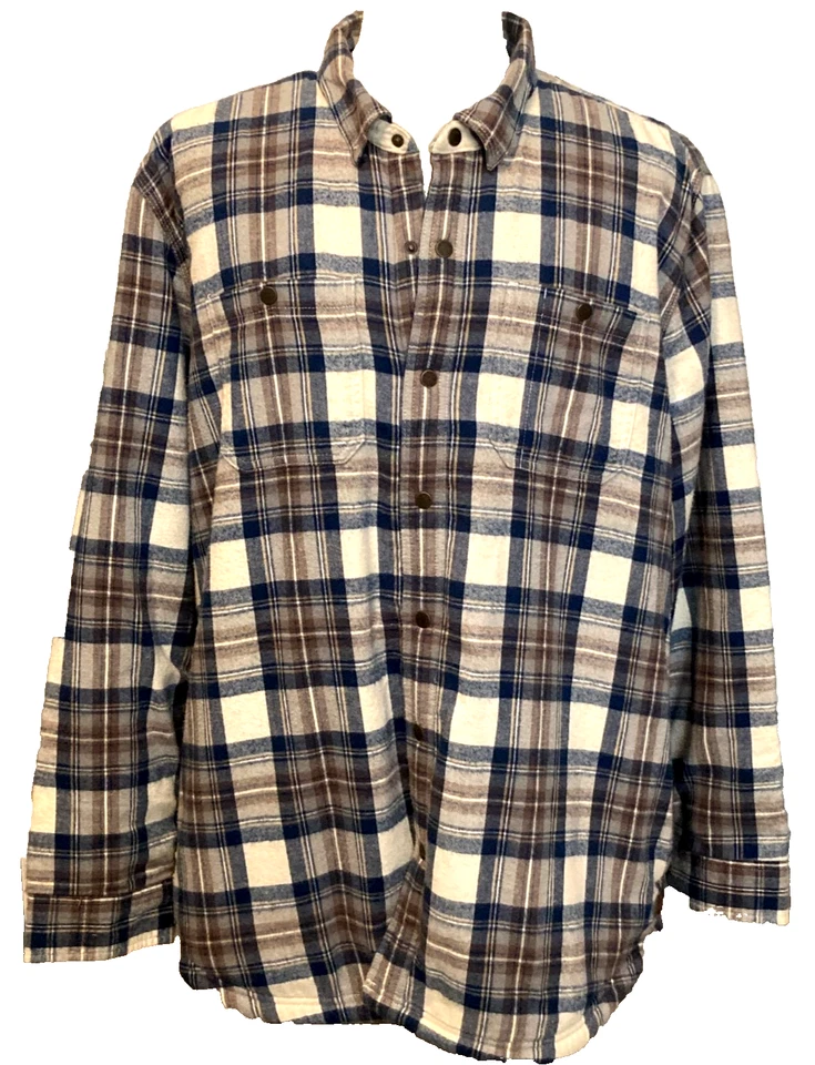 Abrigo LL Bean Mujer Sherpa Forrado Franela a Presión Tareas XXL Ligeramente Ajustado Foto 1 de 4