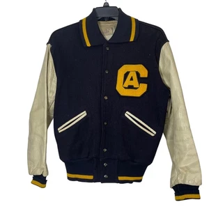 Vintage Dehen Varsity Letterman Jacke Bomber Wolle Leder Gr. 44 XL College - Bild 1 von 13