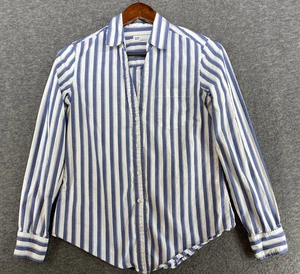 Gap Perfect Poplin Shirt Women’s XS Blue & White Striped Long Sleeve Button Up - Picture 1 of 14