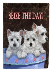 Caroline's Treasures Westie Seize the Day Garden Flag PPP3232GF - Picture 1 of 3