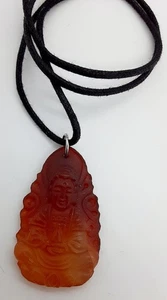 GESCHNITZTER KARNEOL EDELSTEIN BUDDA ANHÄNGER HALSKETTE NEU - Bild 1 von 4