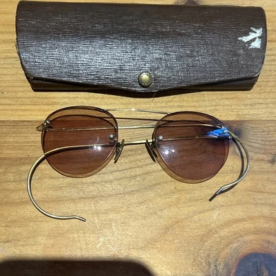 Vintage Semi Rimless Glasses Cable Temples Prescription With OG Case - Image 1 of 4