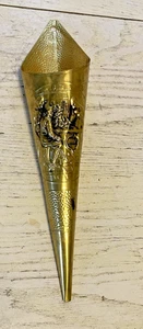 Soporte de flor de cono de latón vintage decoración de pared escena 11" largo bolsillo de pared - Imagen 1 de 6