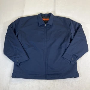 Red Kap Quilted Lined Collared Work Jacket Mens XXL Reg Pockets Navy Charity - Picture 1 of 15