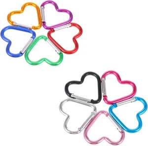 10Pcs Heart Shaped Carabiner Cute Clip Small Keychain Multicolor  - Picture 1 of 8