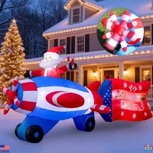 Helicóptero animado con LED para decoración exterior inflable de Papá Noel de 11 pies - Imagen 1 de 6
