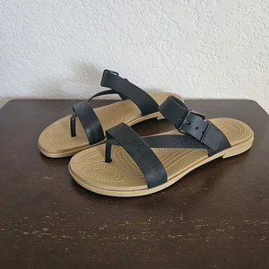 Sandali donna Crocs Tulum Toe Post taglia 8 neri comodi con cinturino slide - Foto 1 di 12