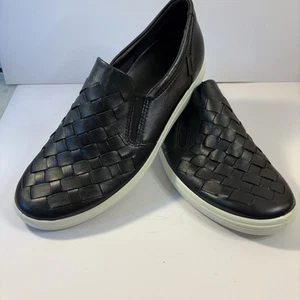 Scarpe donna Ecco Soft 7 TAGLIA 8 tessuto slip on sneakers nero pelle chiaro - Foto 1 di 13