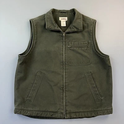LL Bean Katahdin Iron Works Vest Mens Large Olive Heavyweight Canvas Wool Lined - Image 1 of 4