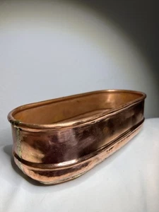 Vintage 11" Oval Copper Garden Cache Pot Trough Planter Herb Window Box - Picture 1 of 10