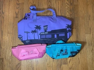 Neu mit Etikett Trader Joe’s Kühltaschen/1 normale +2 Minis rosa, lavendel lila, türkis - Bild 1 von 4