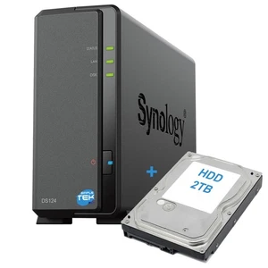 Synology Ds124 Nas 1-bay Fente Unique Disque Dur HDD 2tb SATA Ethernet Lan IP _ - Photo 1/9