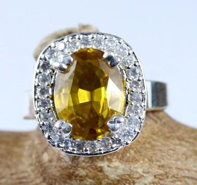 Certificato Naturale Giallo Zaffiro 9.04 CT Ovale Gemma Donna Anello Nuovo Anno - Immagine 1 di 4