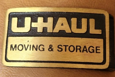 Vintage U-Haul "Moving & Storage" Belt Buckle Brass - Image 1 of 2