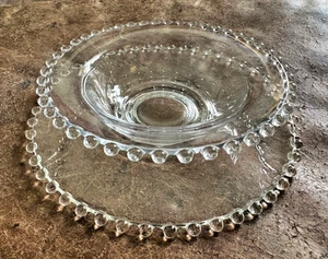 Vintage 2pc Candlewick Clear Mayonnaise Jam Condiment Bowl & Underplate - Picture 1 of 9