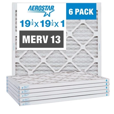 Aerostar 19 1/2x19 1/2x1 MERV 13 Air Filter, 6 Pack (19 1/2" x 19 1/2" x 3/4") - Image 1 of 4